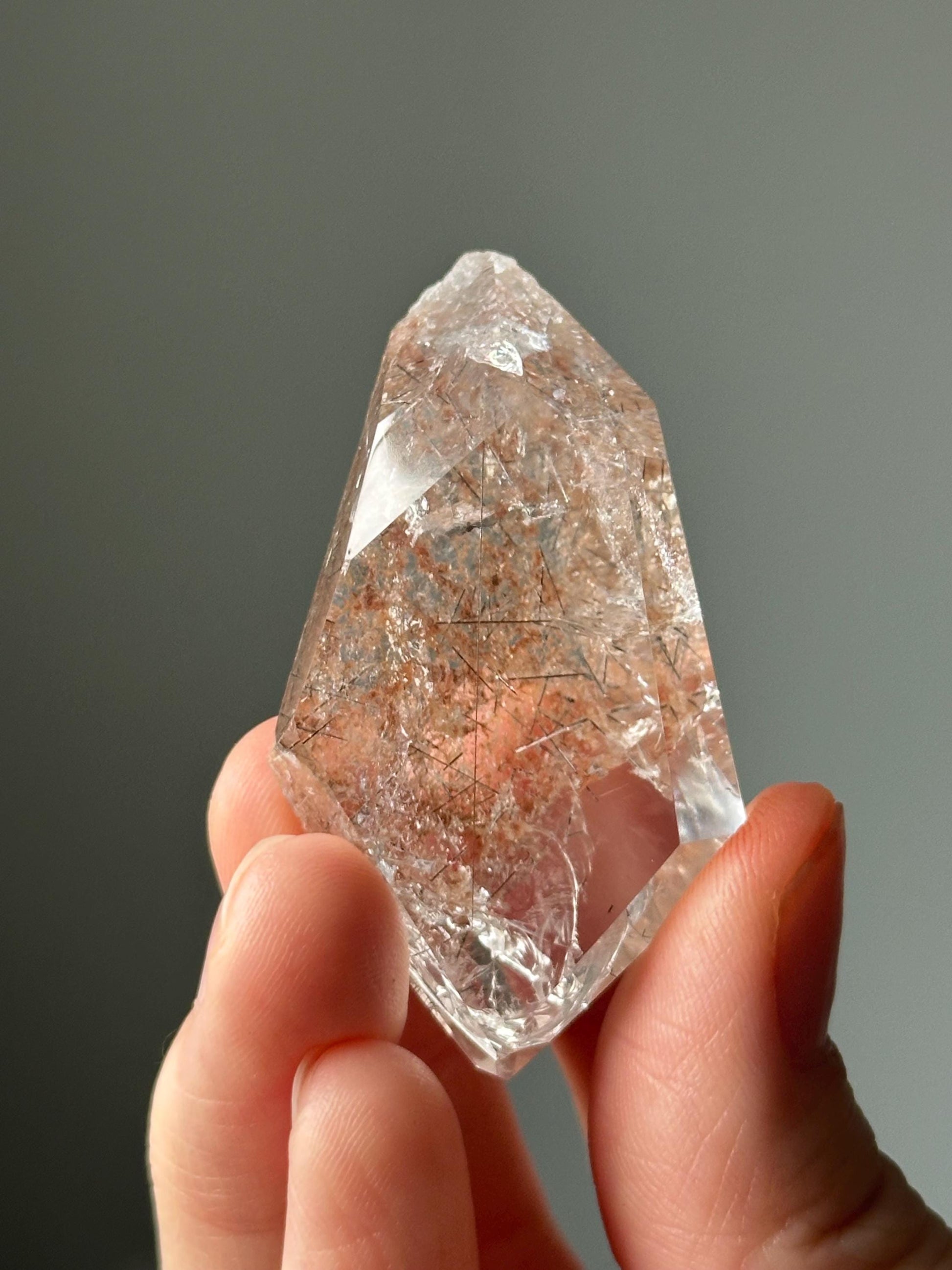 Garden Quartz with Rutile on Stand – Natural Lodolite Crystal, Scenic Inclusion Gemstone, Polished Display Piece, Unique Collector Decor