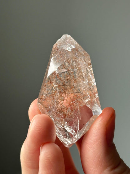 Garden Quartz with Rutile on Stand – Natural Lodolite Crystal, Scenic Inclusion Gemstone, Polished Display Piece, Unique Collector Decor