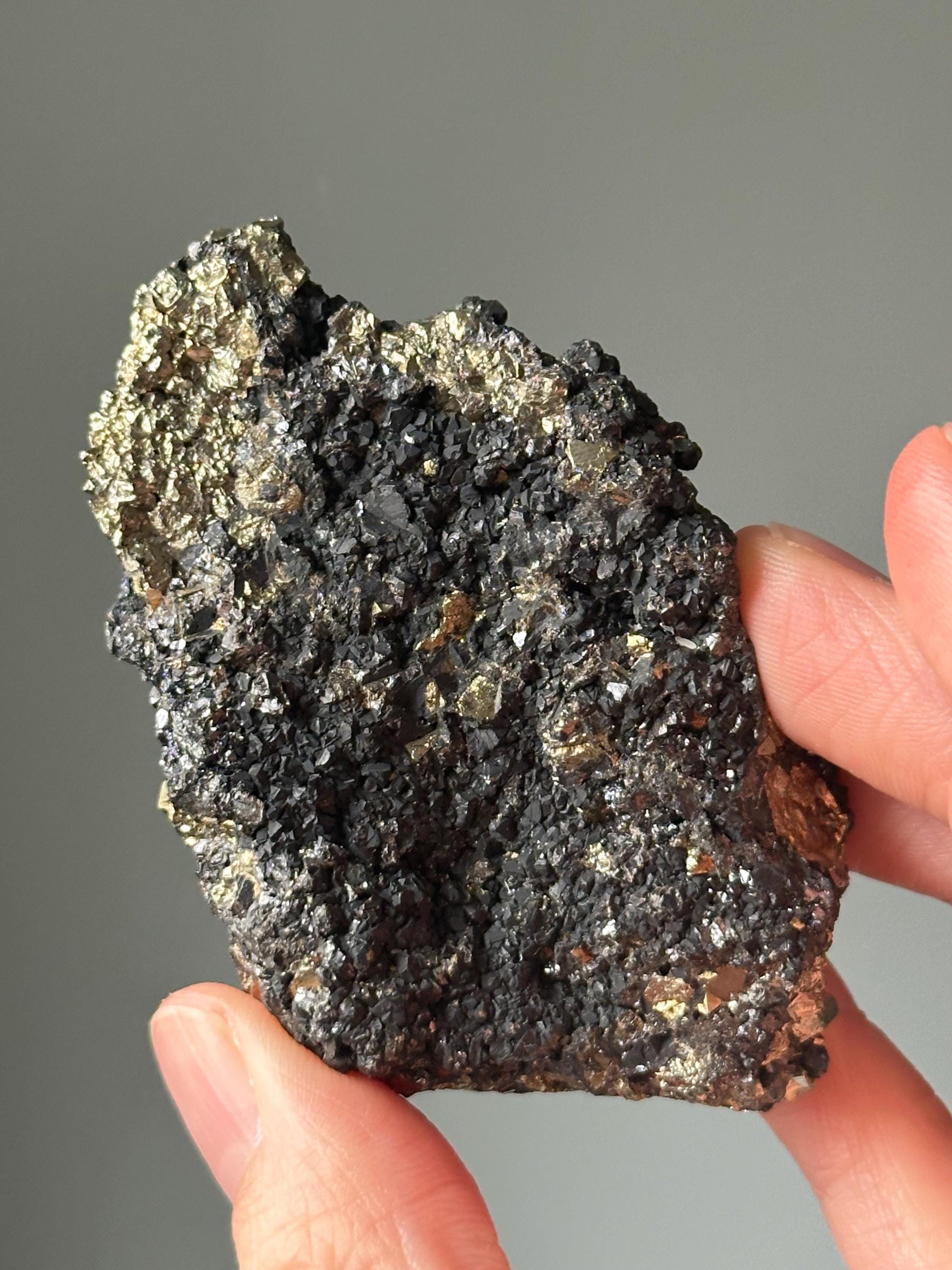 Octahedral Pyrite with Sphalerite & Galena – Natural Mineral Specimen, Metallic Crystal Cluster, Raw Stone Display, Collector Rock Gift