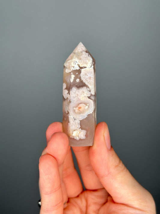 Black Flower Agate Towers | Polished Crystal Points | Natural Floral Patterns | Promotes Grounding & Emotional - You Pick!