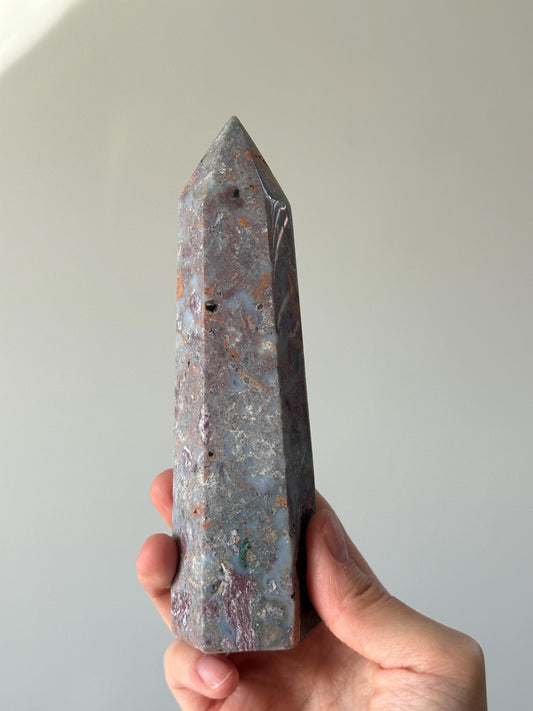 Sea Jasper Tower | Ocean Jasper Crystal Point | Soothing Energy Stone for Calm and Balance | Decor for Meditation and Home