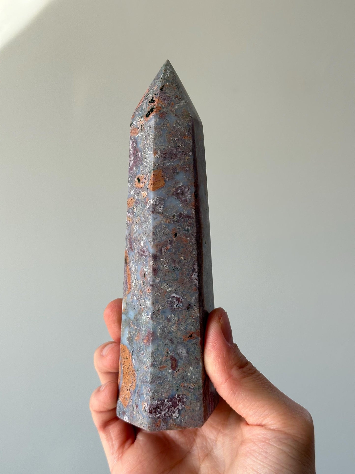 Sea Jasper Tower | Ocean Jasper Crystal Point | Soothing Energy Stone for Calm and Balance | Decor for Meditation and Home