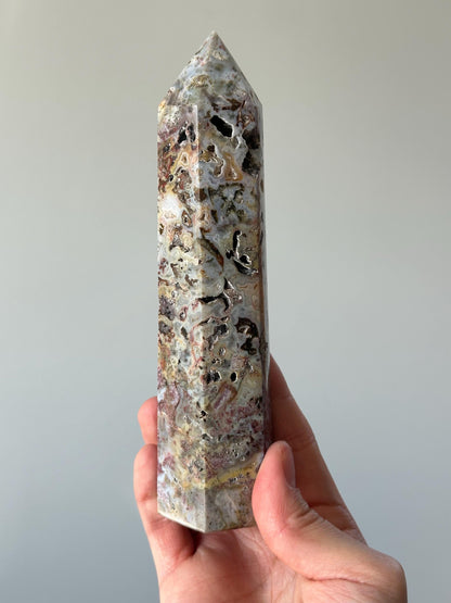 Sea Jasper Tower | Ocean Jasper Crystal Point | Soothing Energy Stone for Calm and Balance | Decor for Meditation and Home