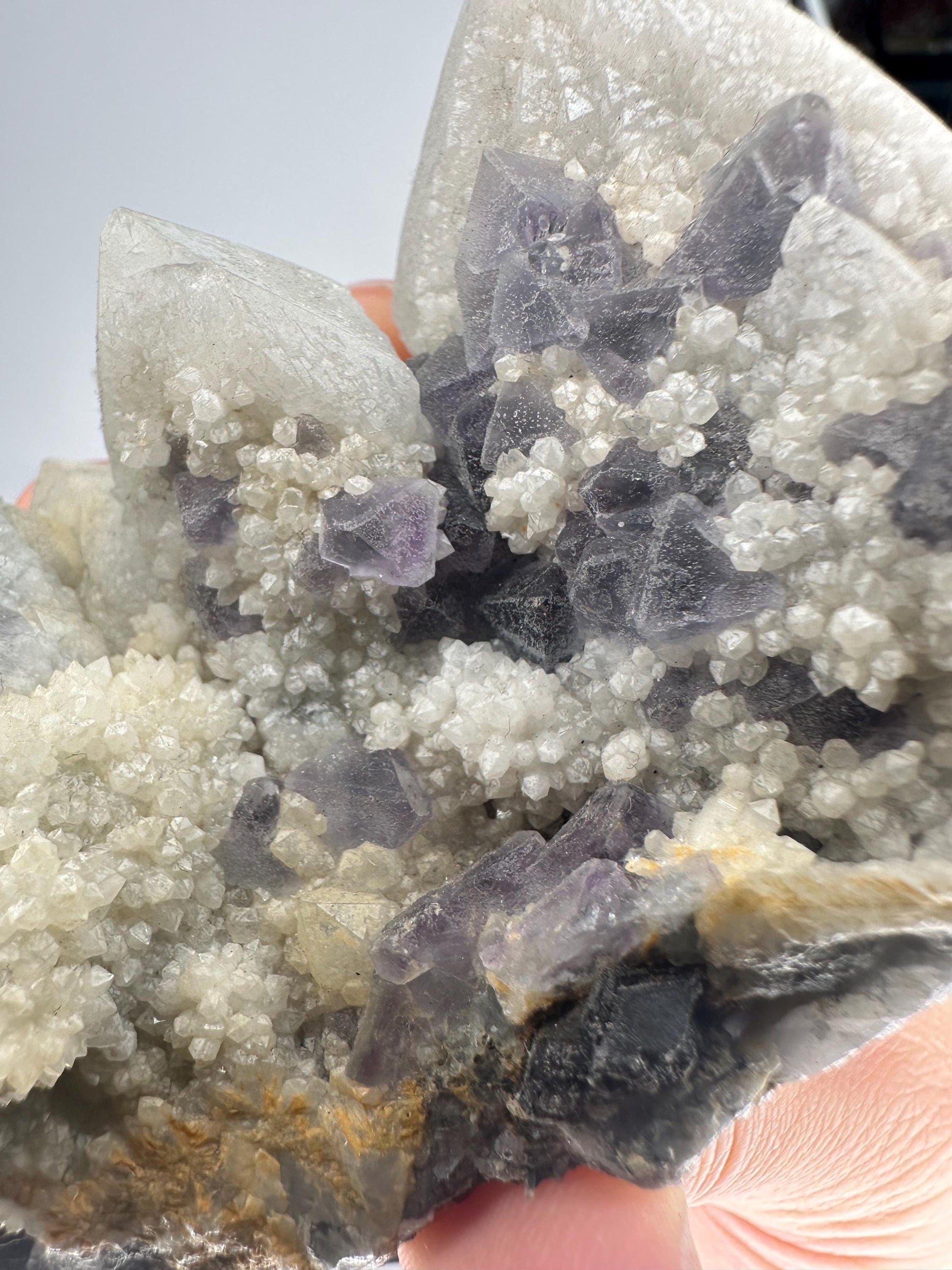 Purple Fluorite on Candle Quartz Specimen | Crystal for Intuition and Focus | Unique Collector’s Mineral | Stone Display