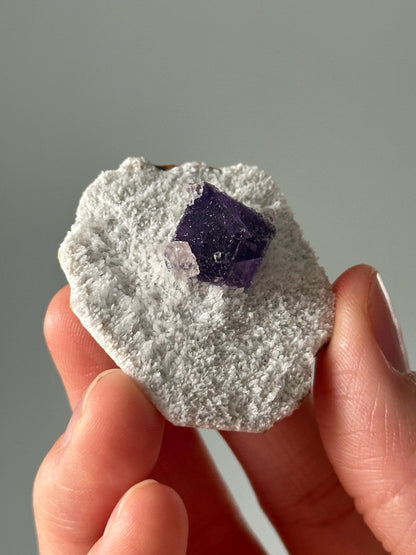 Small Purple Fluorite on Matrix from Zhejiang China | Crystal for Intuition and Calm | Unique Collector’s Mineral | Stone Decor