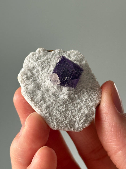 Small Purple Fluorite on Matrix from Zhejiang China | Crystal for Intuition and Calm | Unique Collector’s Mineral | Stone Decor