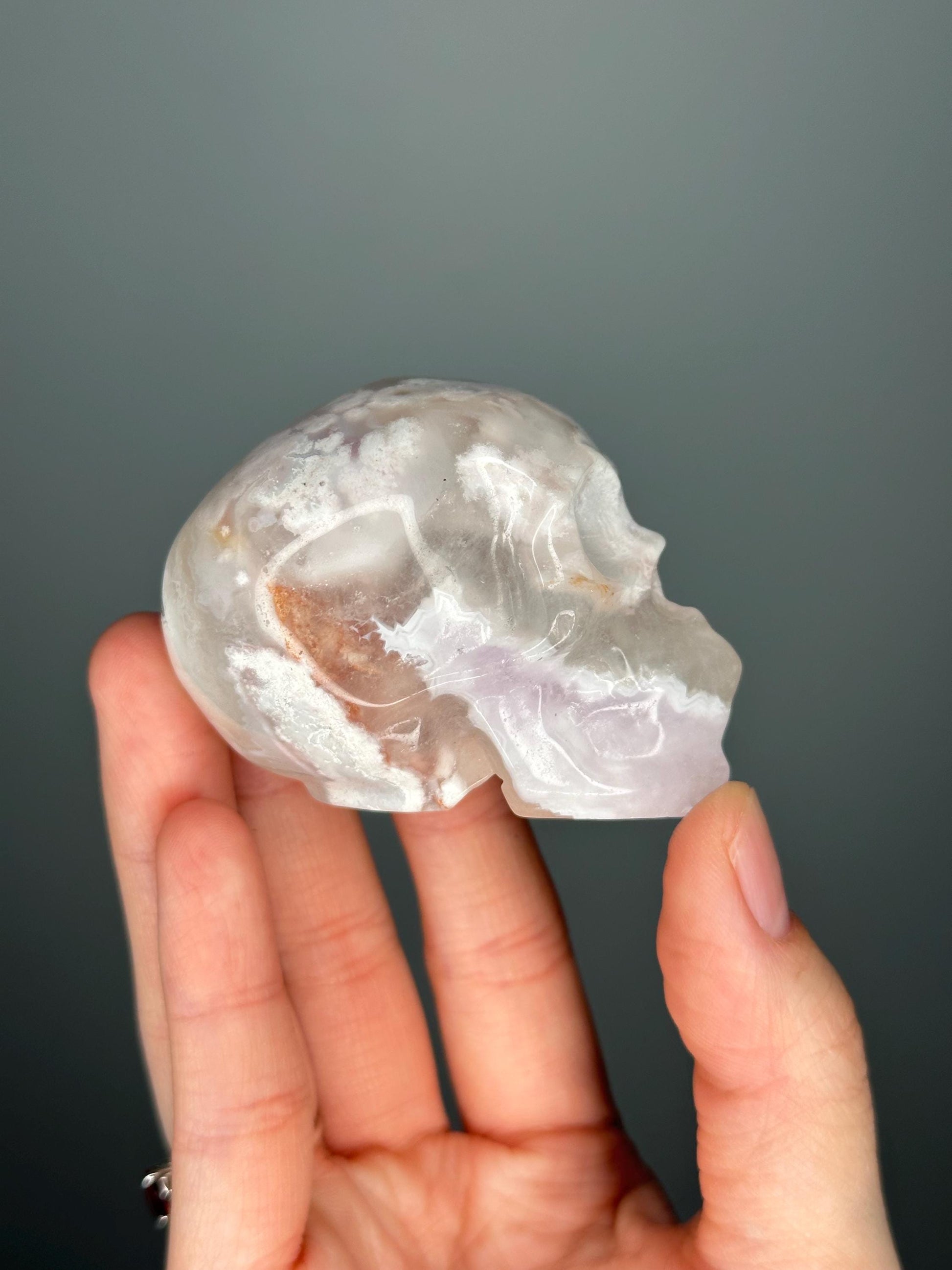 Druzy Flower Agate Skull | Crystal for Growth, Self-Confidence, and New Beginnings | Sparkling Stone | Unique Crystal Decor