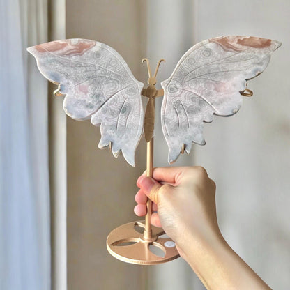 Pink & Blue Amethyst Butterfly Wings with Swirls | Crystal for Love, Calm, and Joy | Unique Stone Display | Collector’s Gift Decor