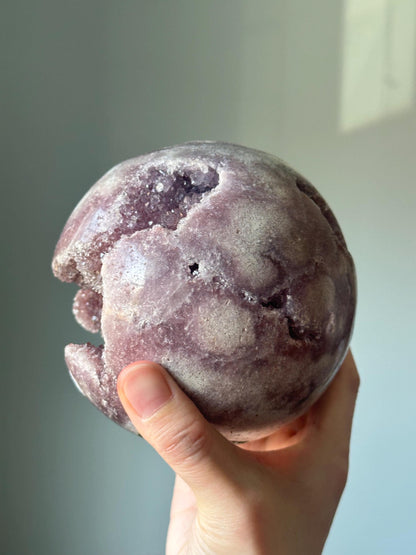 Maroon Pink Amethyst Sphere – Natural Crystal Ball, Polished Gemstone Decor, Calming Energy Stone, Unique Gift for Home or Office