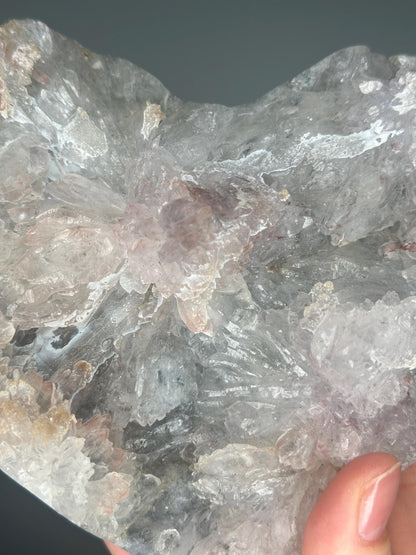 Rainbow Amethyst Flower Heart on Stand | Sparkling Crystal for Joy, Balance, and Energy | Unique Display Piece or Gift for Crystal Lovers