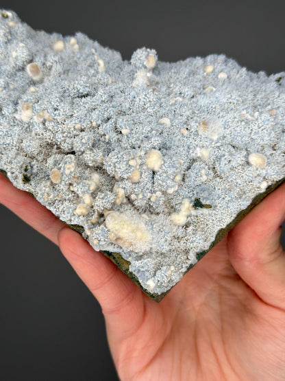 Blue Chalcedony with Okenite | Soft Energy Crystal for Inner Peace and Clarity | Natural Mineral Formation for Display, or Gift