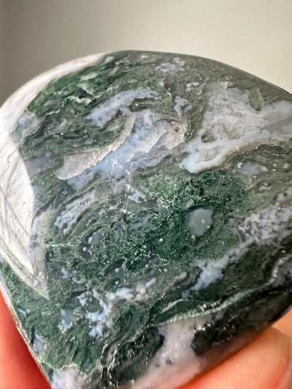 Moss Agate Heart | Natural Green Crystal with Earthy Patterns | Grounding Stone for Stability, Growth & Emotional Balance