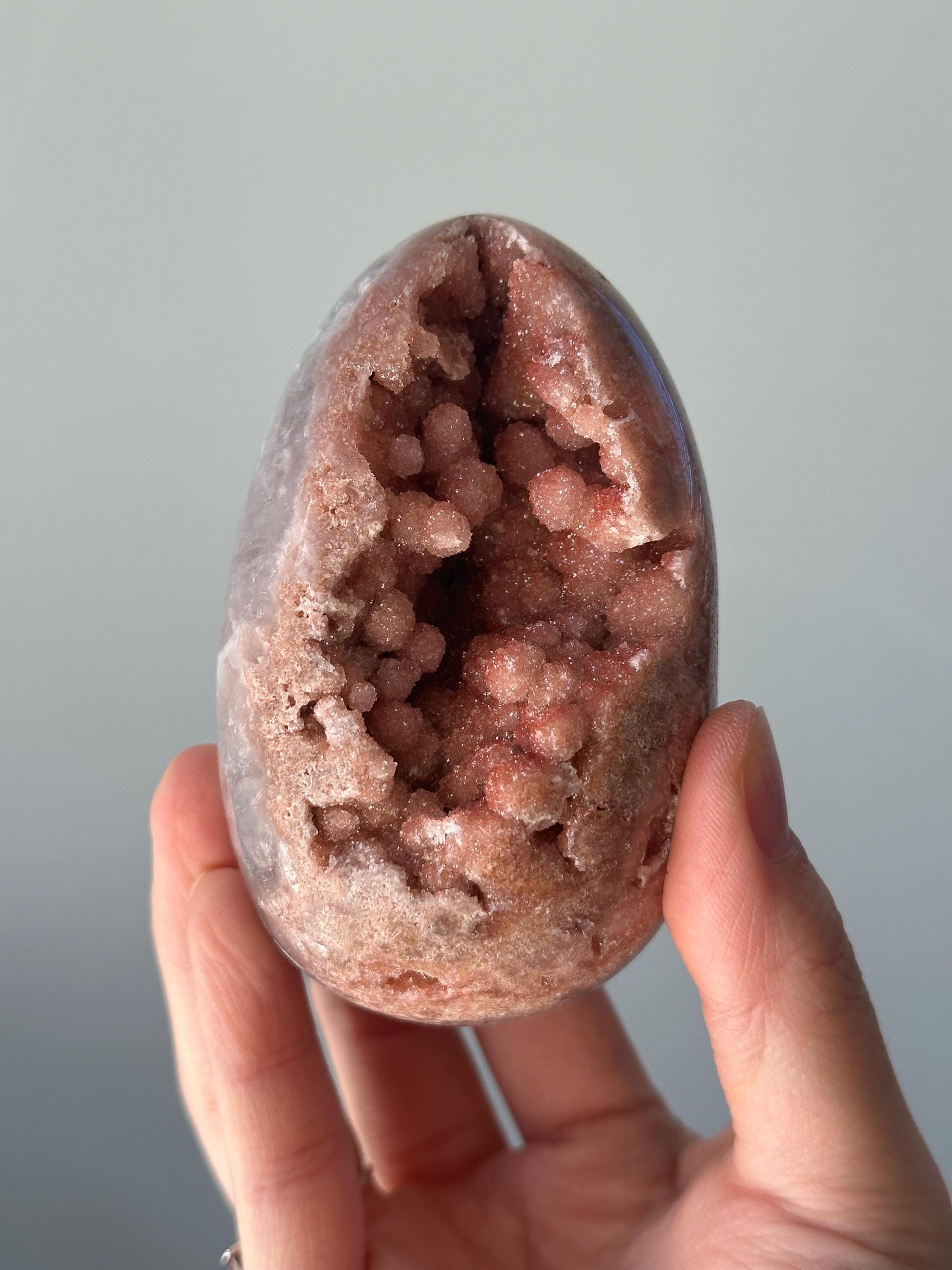 Pink Amethyst Egg with Druzy Bubbles | Sparkling Crystal for Love & Heart Energy | Unique Display or Gift for Crystal Lovers