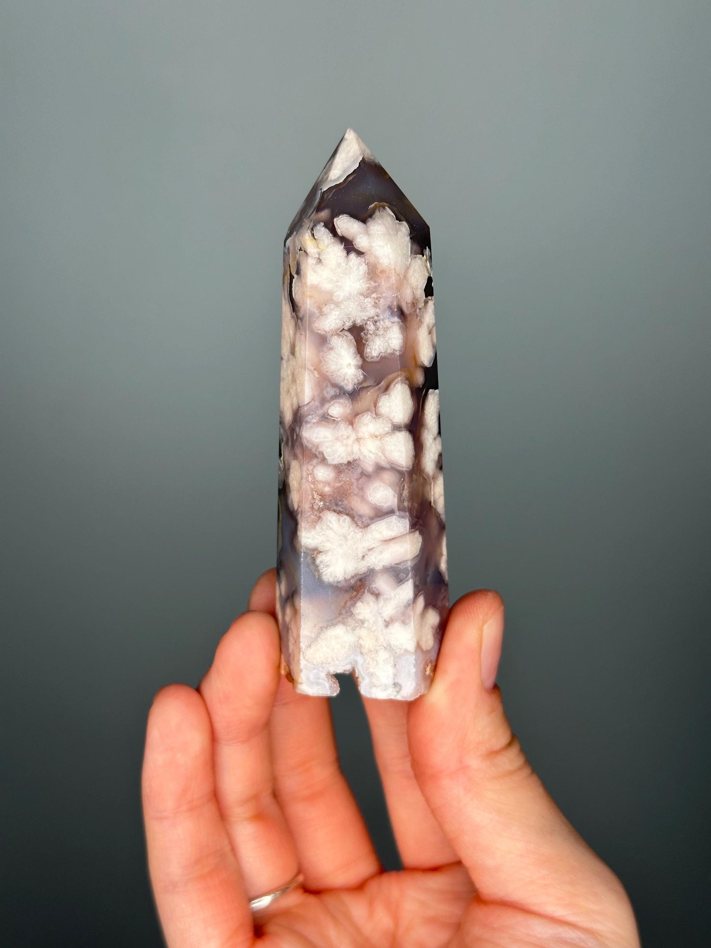 Black Flower Agate Towers | Polished Crystal Points | Natural Floral Patterns | Promotes Grounding & Emotional - You Pick!