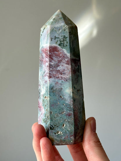 Sea Jasper Tower | Ocean Jasper Crystal Point | Soothing Energy Stone for Calm and Balance | Decor for Meditation and Home