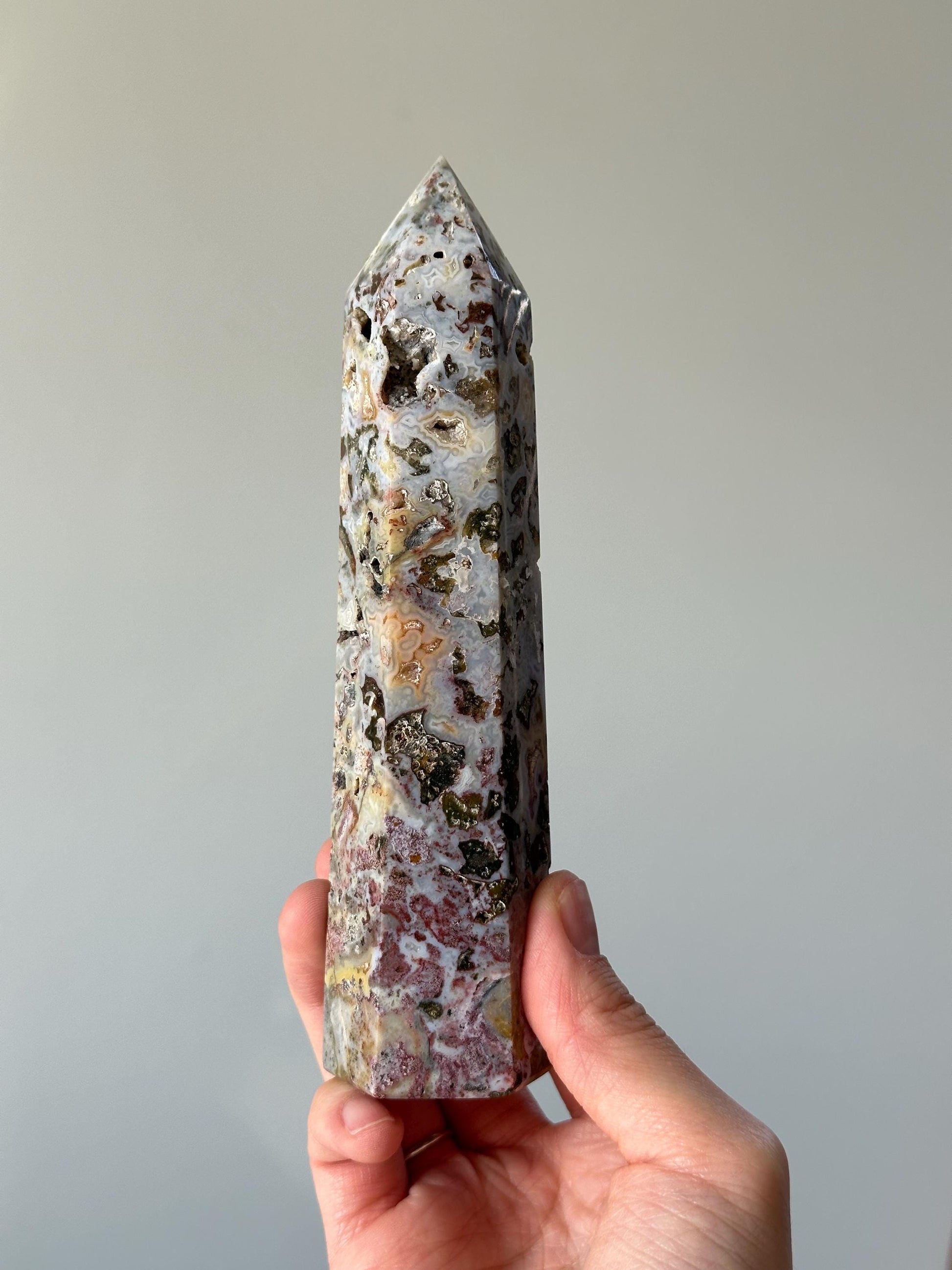 Sea Jasper Tower | Ocean Jasper Crystal Point | Soothing Energy Stone for Calm and Balance | Decor for Meditation and Home