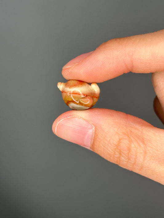 Mini Narwhal Carvings in Alashan Agate | Adorable Crystal Creatures with Swirled Tones | Ocean-Inspired Gift or Display Figurines