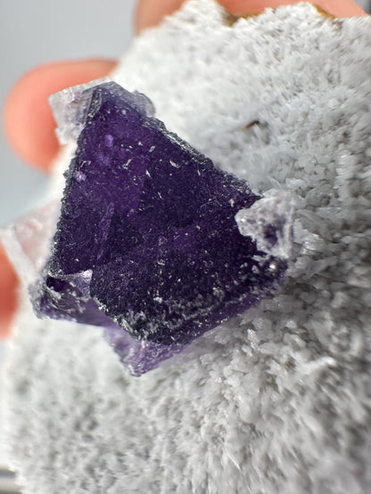 Small Purple Fluorite on Matrix from Zhejiang China | Crystal for Intuition and Calm | Unique Collector’s Mineral | Stone Decor