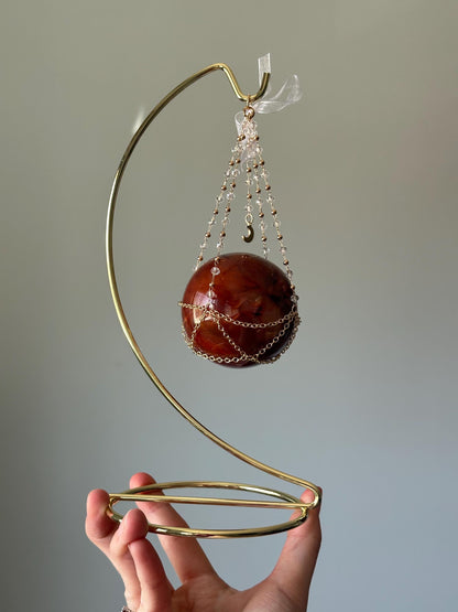 Crystal Sphere Holder Hammock | Elegant Display Stand in Silver, Gold, or Rose Gold | Showcase Orbs & Spheres | Home Decor for Collectors