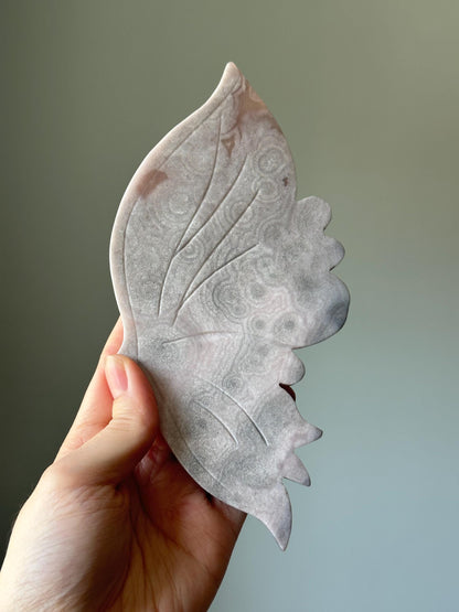Pink & Blue Amethyst Butterfly Wings with Swirls | Crystal for Love, Calm, and Joy | Unique Stone Display | Collector’s Gift Decor