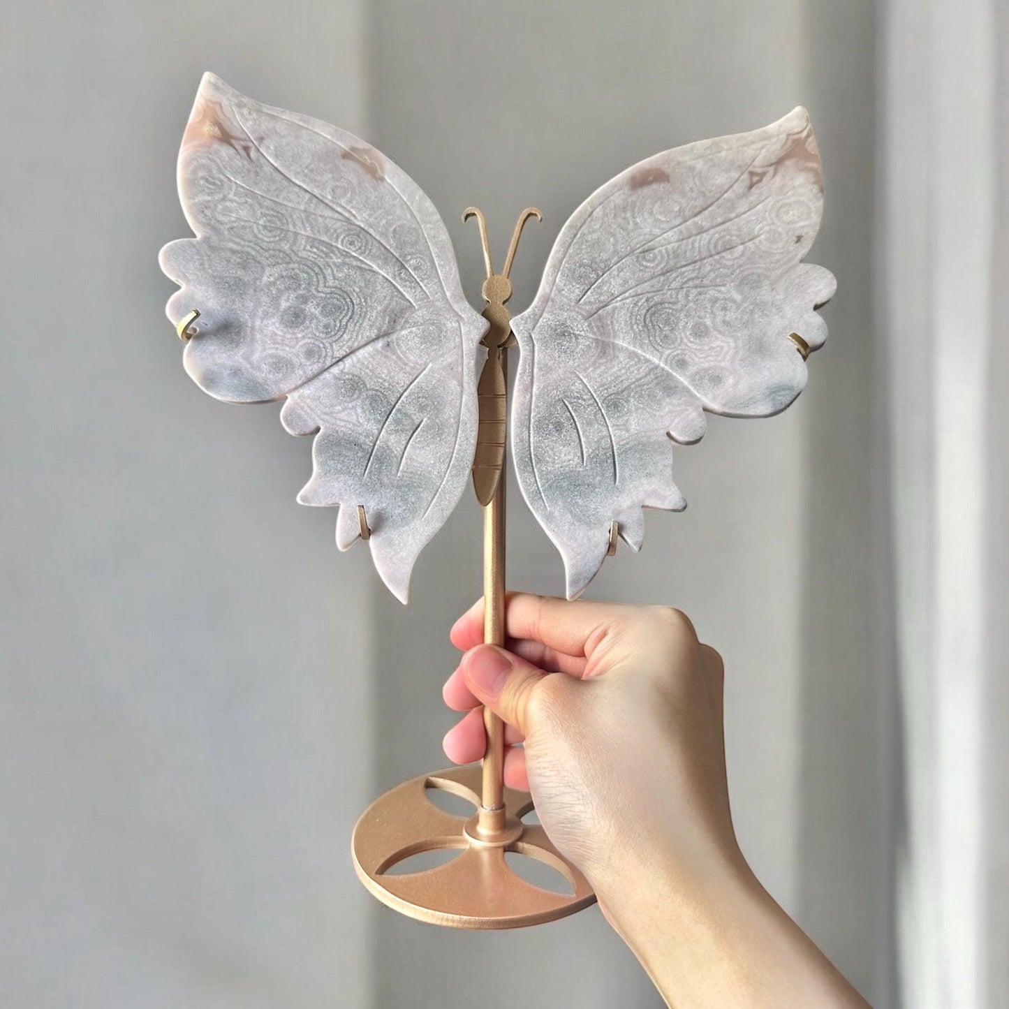 Pink & Blue Amethyst Butterfly Wings with Swirls | Crystal for Love, Calm, and Joy | Unique Stone Display | Collector’s Gift Decor
