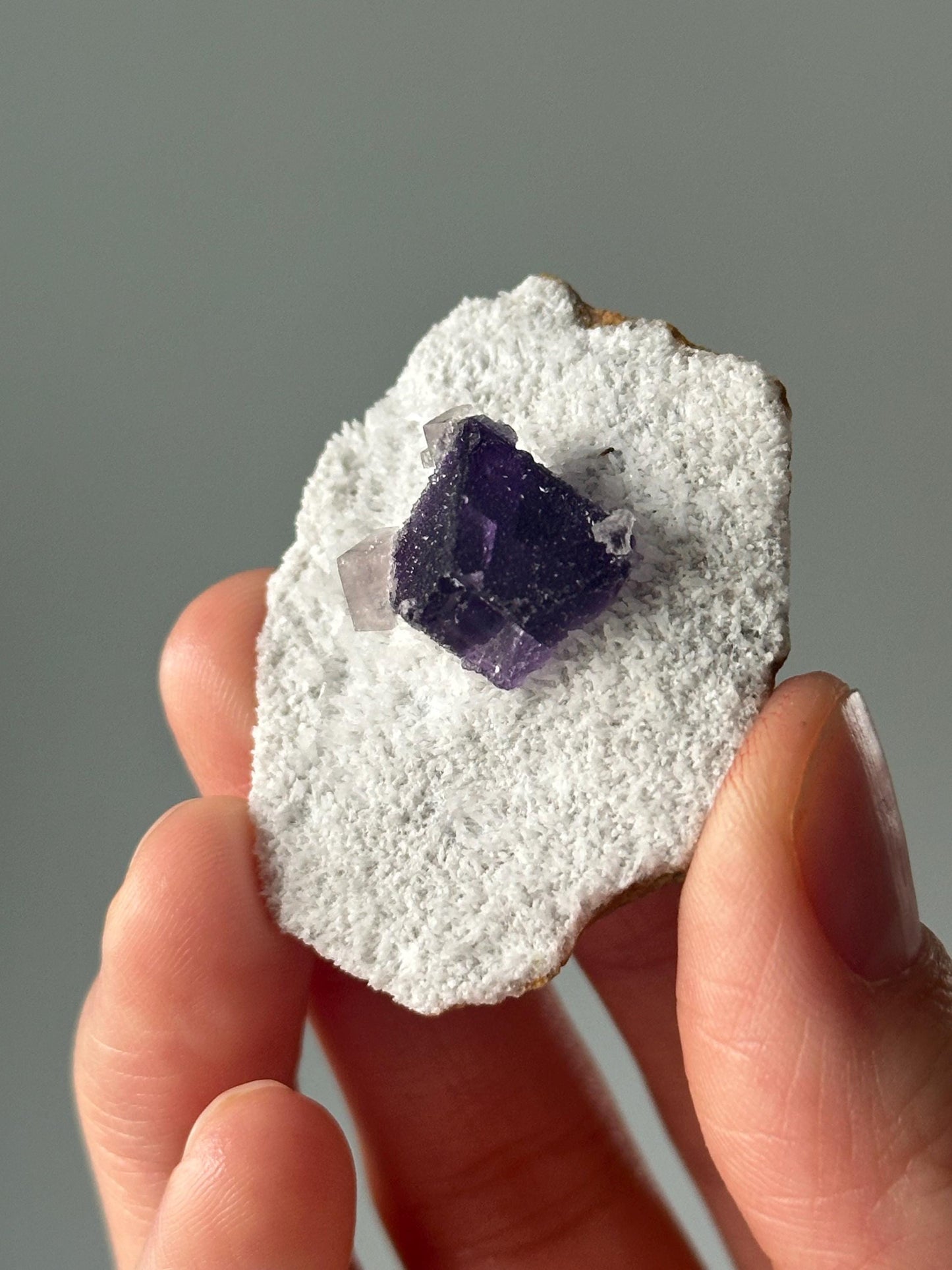 Small Purple Fluorite on Matrix from Zhejiang China | Crystal for Intuition and Calm | Unique Collector’s Mineral | Stone Decor