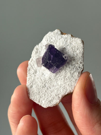 Small Purple Fluorite on Matrix from Zhejiang China | Crystal for Intuition and Calm | Unique Collector’s Mineral | Stone Decor