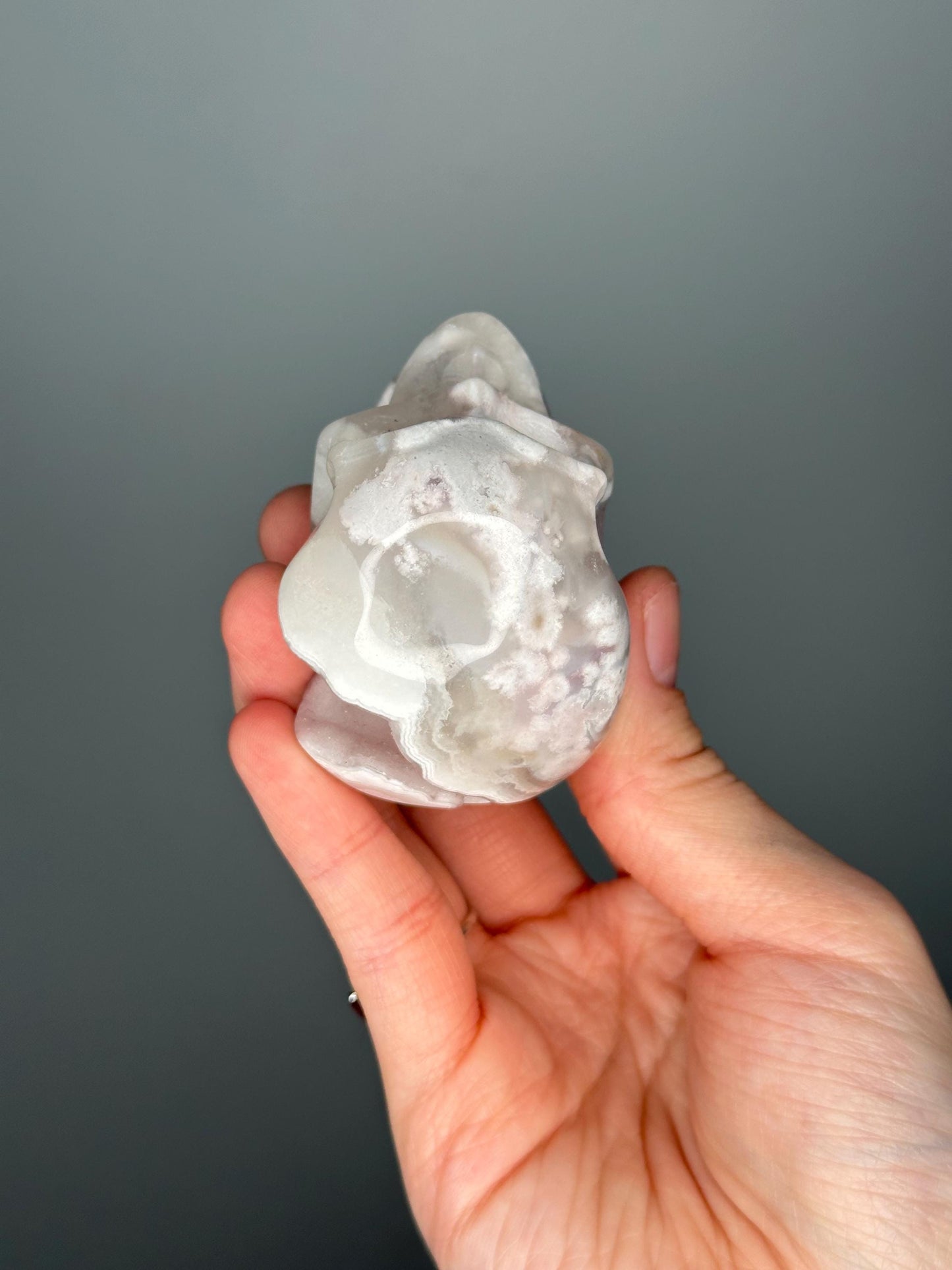 Druzy Flower Agate Skull | Crystal for Growth, Self-Confidence, and New Beginnings | Sparkling Stone | Unique Crystal Decor