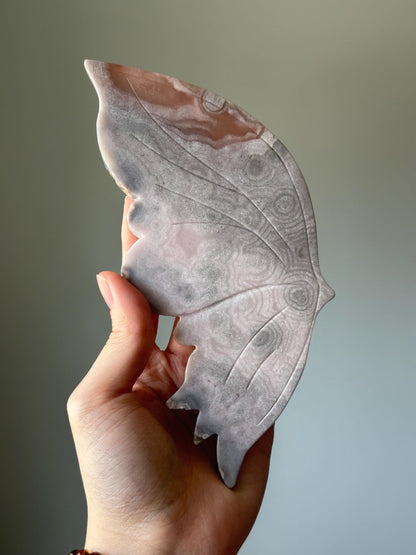 Pink & Blue Amethyst Butterfly Wings with Swirls | Crystal for Love, Calm, and Joy | Unique Stone Display | Collector’s Gift Decor