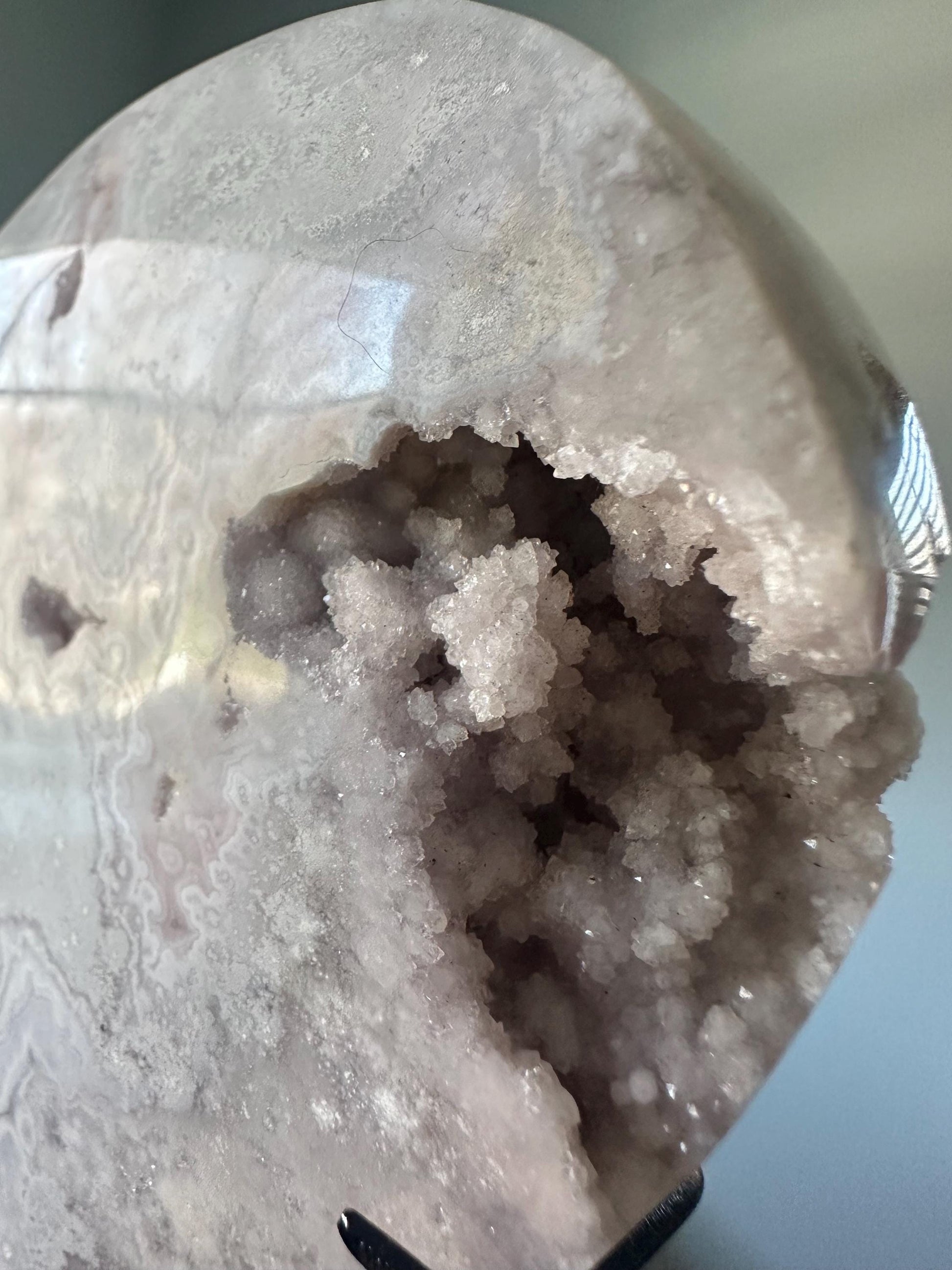 Pink Amethyst Heart on Stand | Crystal with Dreamy Swirls for Calm, Love, and Intuition | Magical Stone Decor | Gift Display