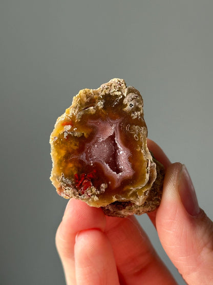 Mini Laguna Agate with Pink Druzy and Moss Inclusions | Banded Agate Crystal for Grounding, Balance, and Calm | Unique Display Gift Stone