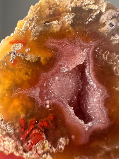 Mini Laguna Agate with Pink Druzy and Moss Inclusions | Banded Agate Crystal for Grounding, Balance, and Calm | Unique Display Gift Stone