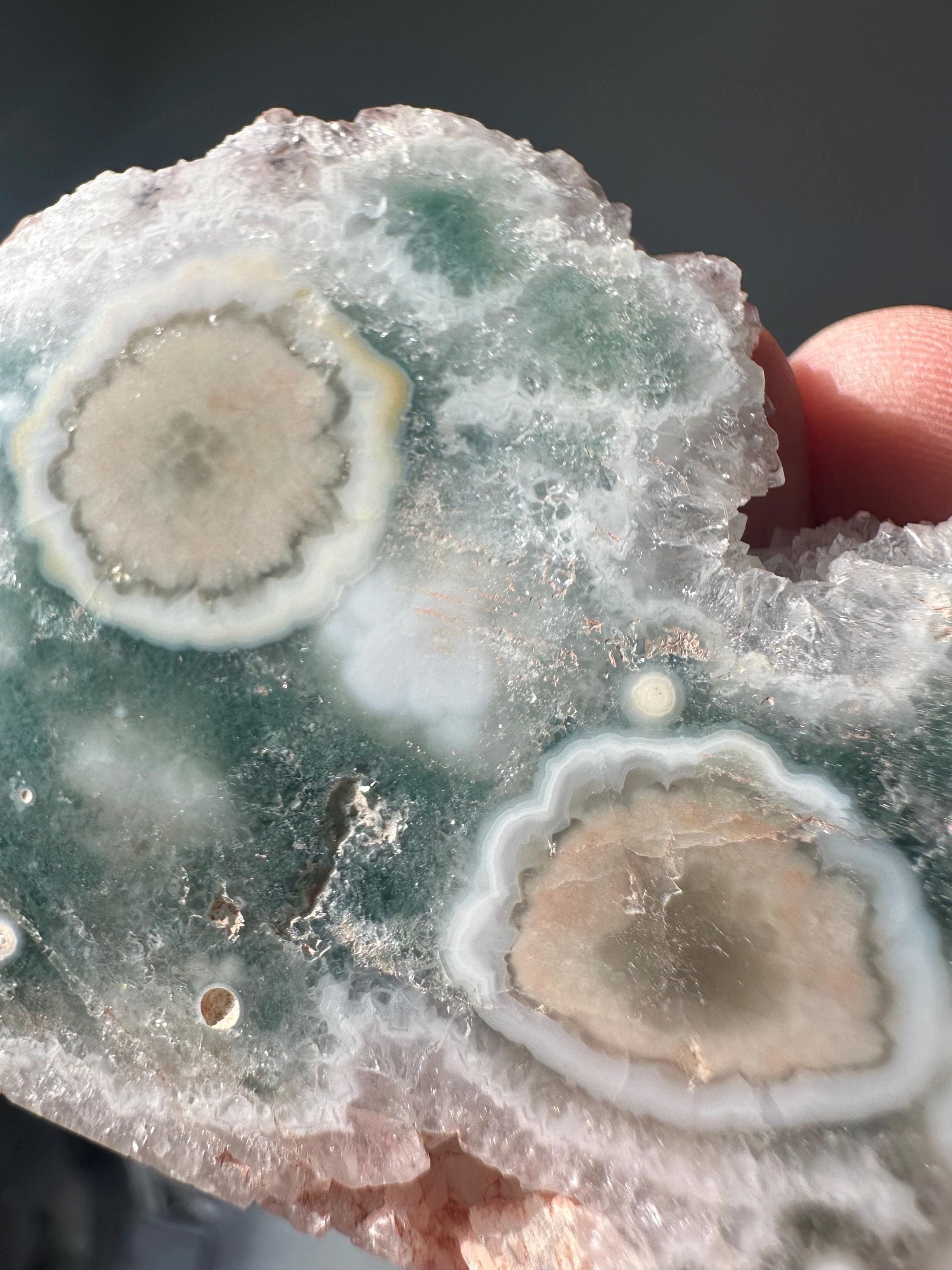 Ocean Jasper with Pink Druzy | Green Polished Crystal with Natural Flower Patterns | Calming Stone for Joy, Energy Balance, or Gift Display