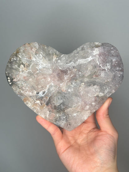 Rainbow Amethyst Flower Heart on Stand | Sparkling Crystal for Joy, Balance, and Energy | Unique Display Piece or Gift for Crystal Lovers