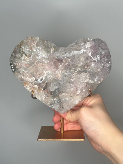 Rainbow Amethyst Flower Heart on Stand | Sparkling Crystal for Joy, Balance, and Energy | Unique Display Piece or Gift for Crystal Lovers