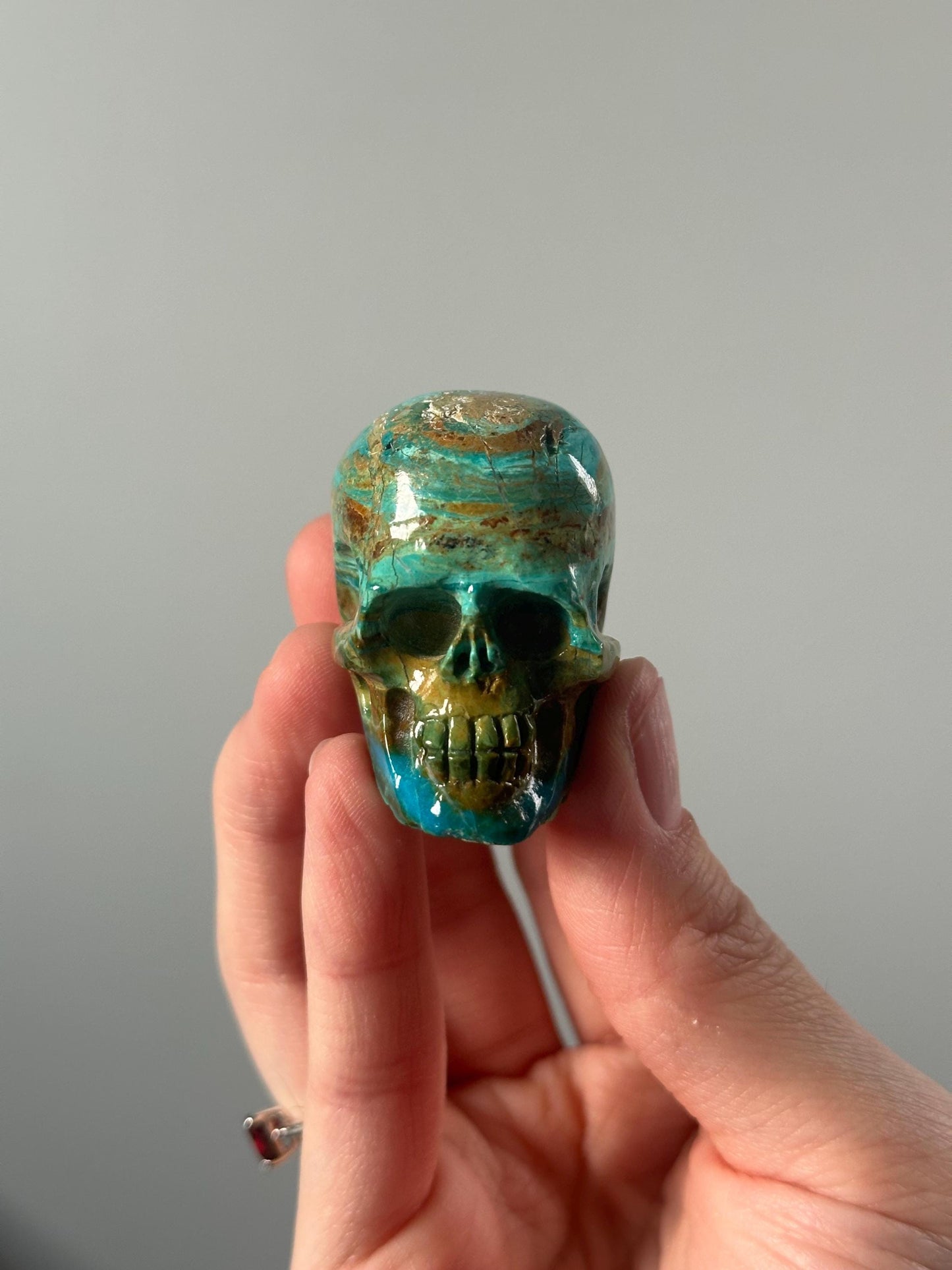 Master Carved Peruvian Opal Skull | Collectible Crystal Carving for Emotional Communication & Unique Display Decor