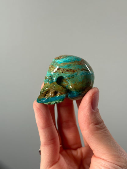 Master Carved Peruvian Opal Skull | Collectible Crystal Carving for Emotional Communication & Unique Display Decor