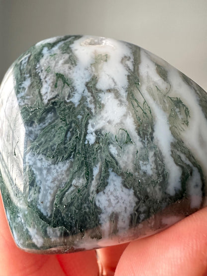 Moss Agate Heart | Natural Green Crystal with Earthy Patterns | Grounding Stone for Stability, Growth & Emotional Balance