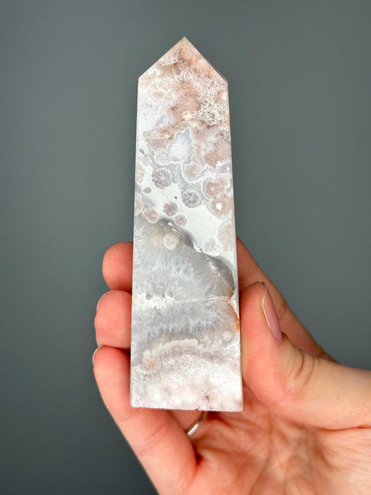 Pink Amethyst Tower with Flower Agate | Calming Crystal for Heart Energy and Display | Gentle Color & Natural Beauty for Your Space