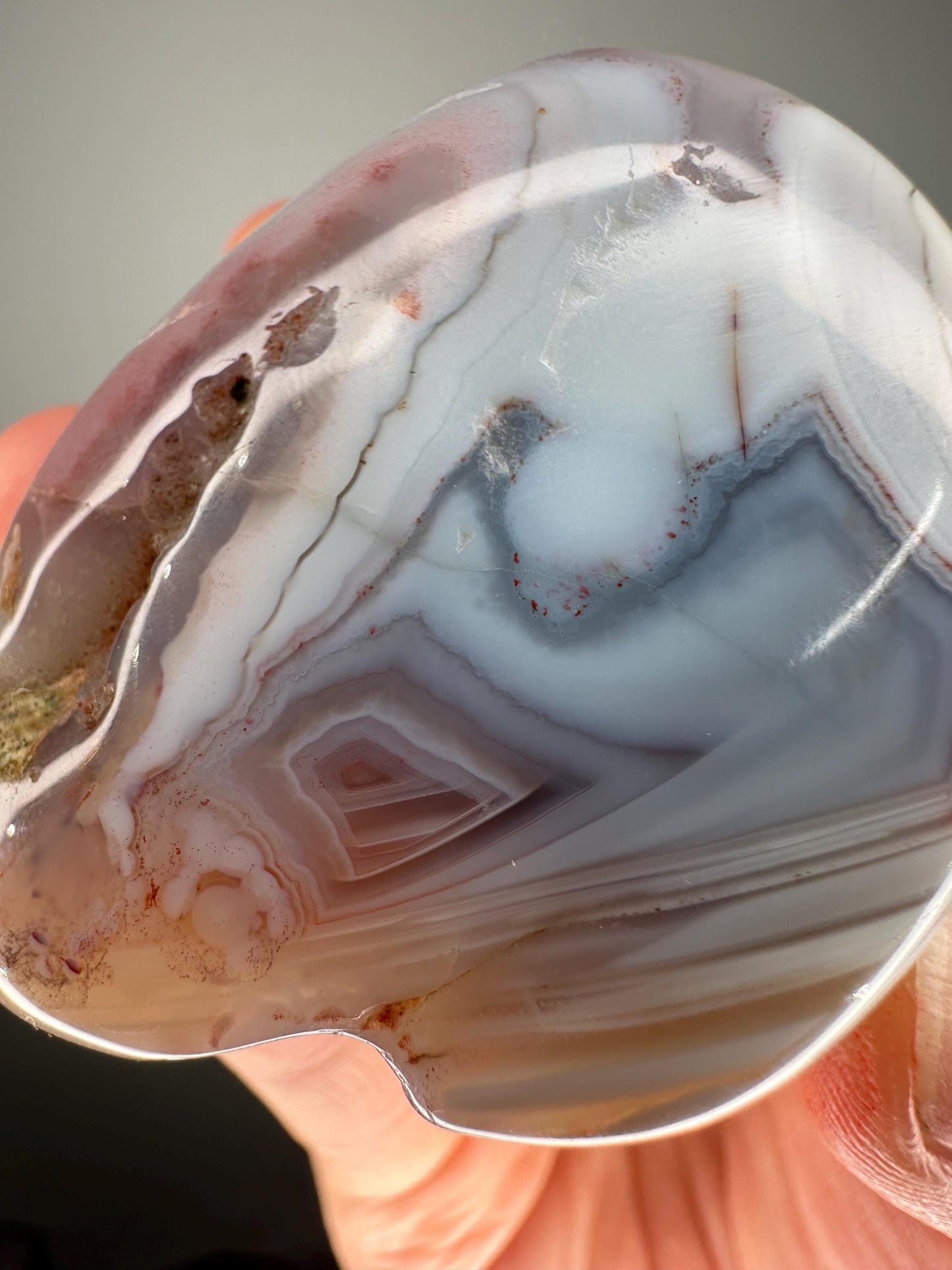 Swazi Agate Polished Nodule | Bold Red and White Banded Agate from Mozambique | Unique Collector Stone or Decorative Display Piece