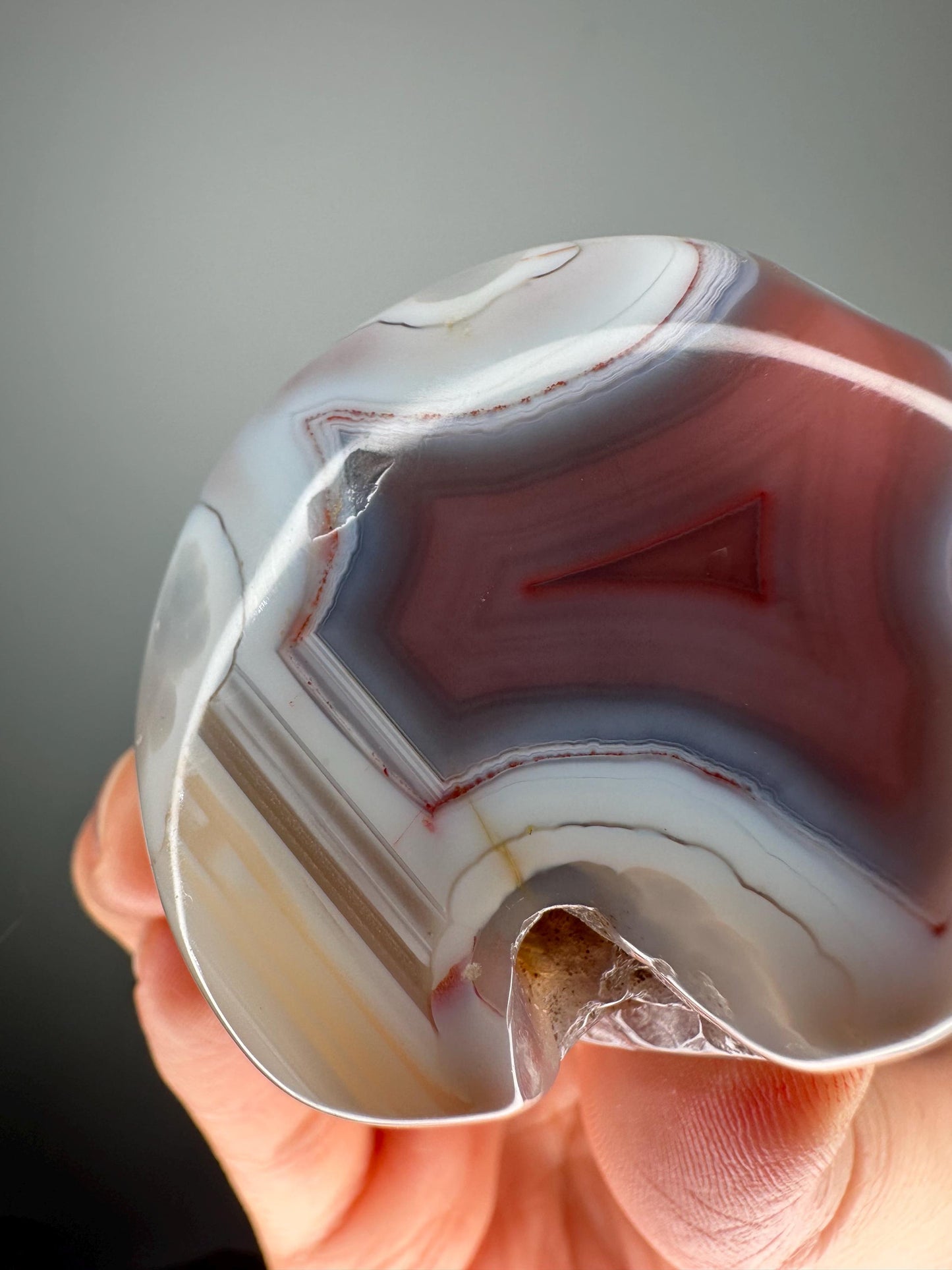 Swazi Agate Polished Nodule | Bold Red and White Banded Agate from Mozambique | Unique Collector Stone or Decorative Display Piece