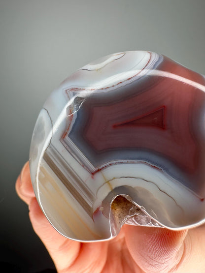 Swazi Agate Polished Nodule | Bold Red and White Banded Agate from Mozambique | Unique Collector Stone or Decorative Display Piece