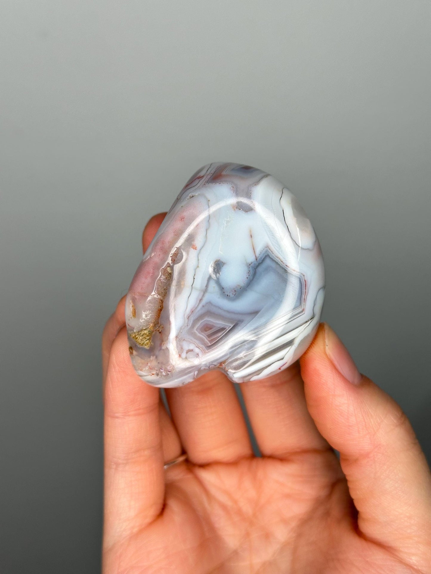 Swazi Agate Polished Nodule | Bold Red and White Banded Agate from Mozambique | Unique Collector Stone or Decorative Display Piece