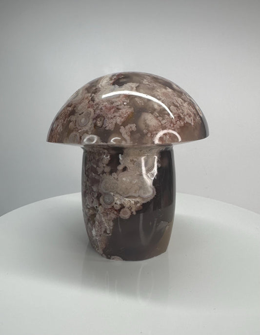 Large Flower Agate Mushroom | Carved Crystal Toadstool | Natural Gemstone Decor | Unique Crystal Sculpture for Display and Collection