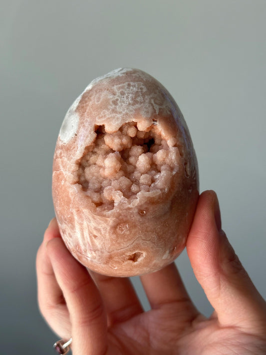 Pink Amethyst Egg with Druzy Bubbles