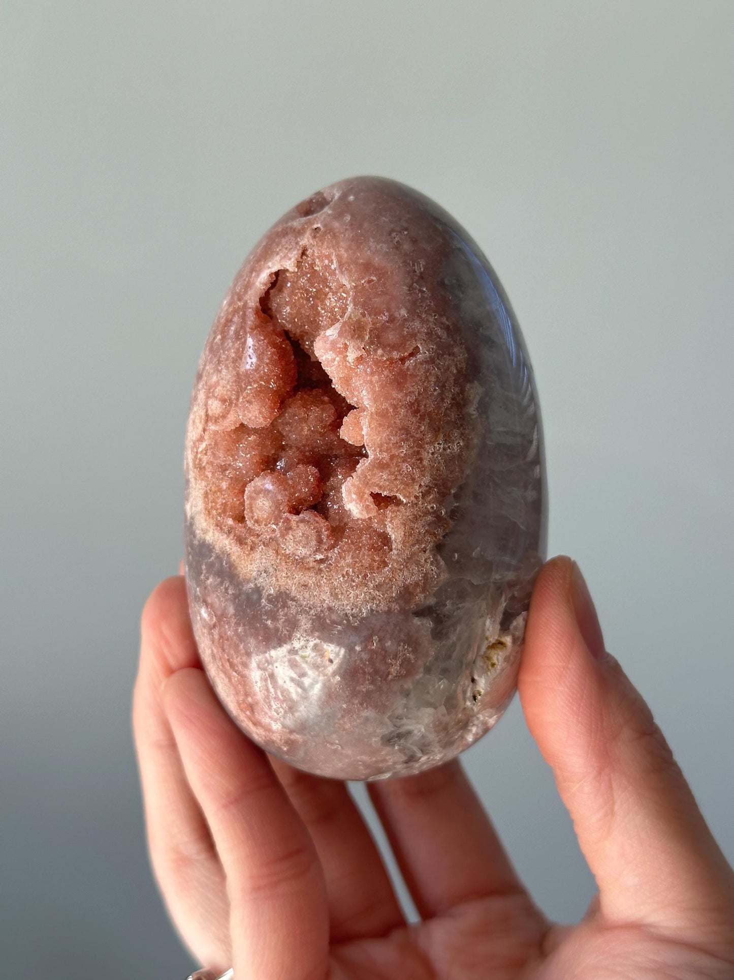 Pink Amethyst Egg with Druzy Bubbles | Sparkling Crystal for Love & Heart Energy | Unique Display or Gift for Crystal Lovers