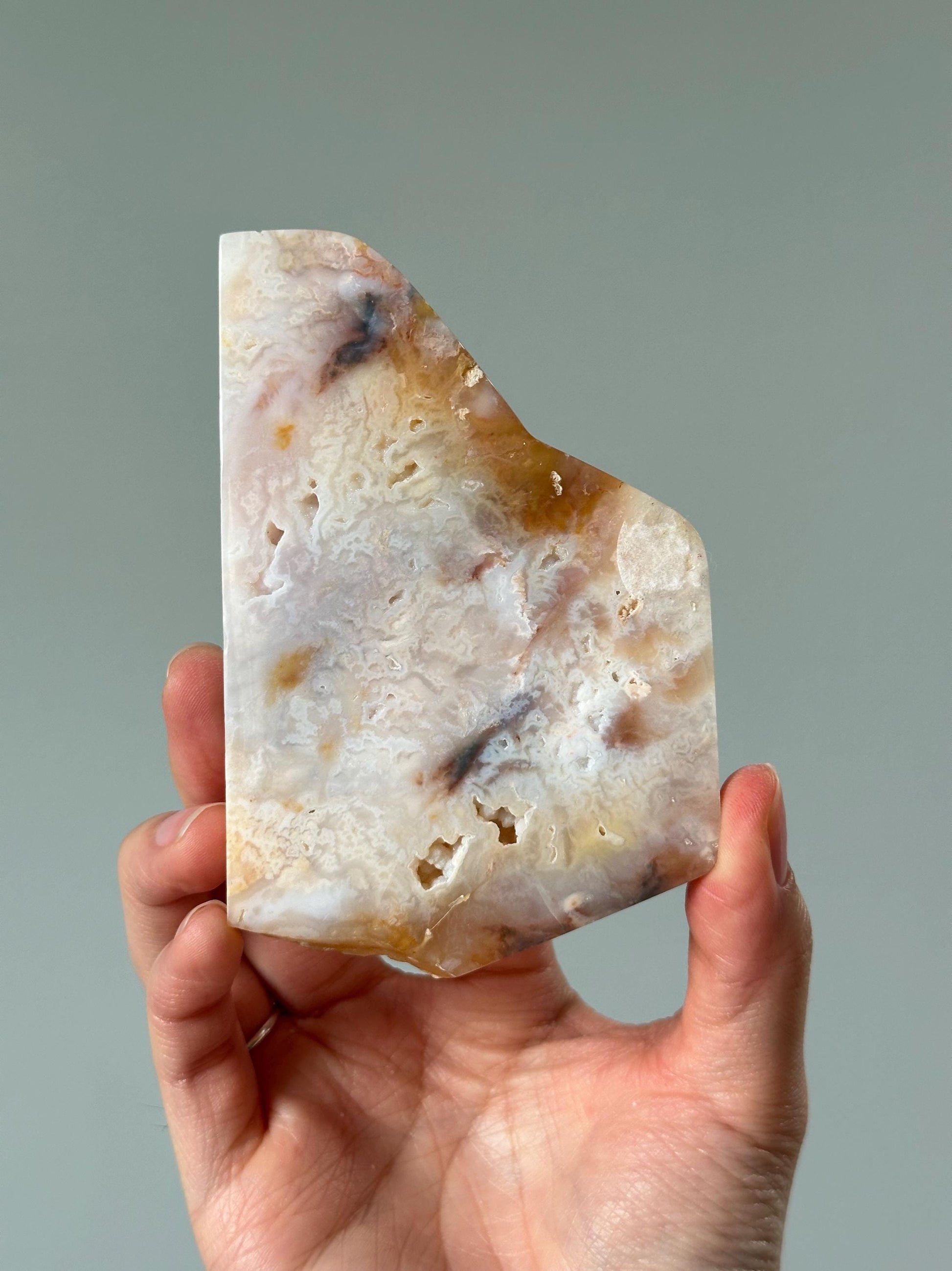 Pink Plume Agate Slab from Indonesia | Delicate Feathery Patterns for Calm | Polished Display Stone or Collector Gift