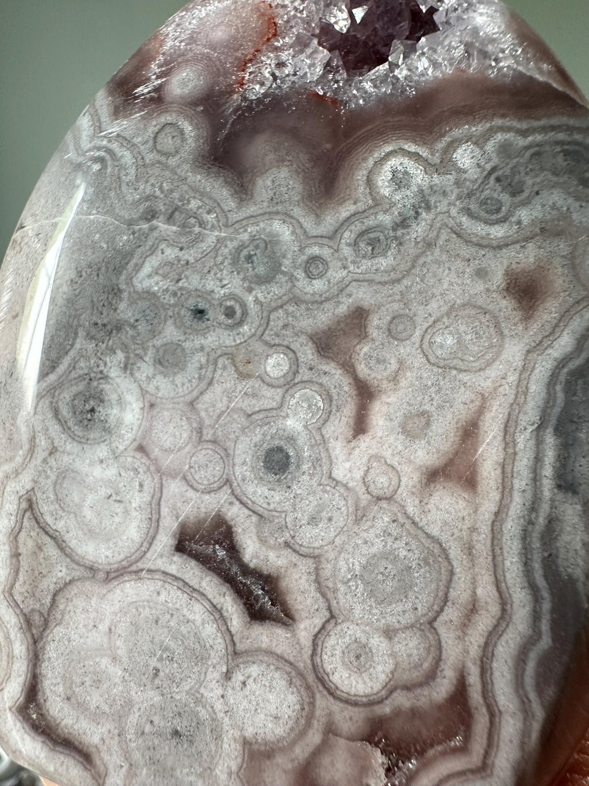 Pink Amethyst Flame with Orb Formations | Calming Crystal for peace | Polished Display Stone or Gift Decor