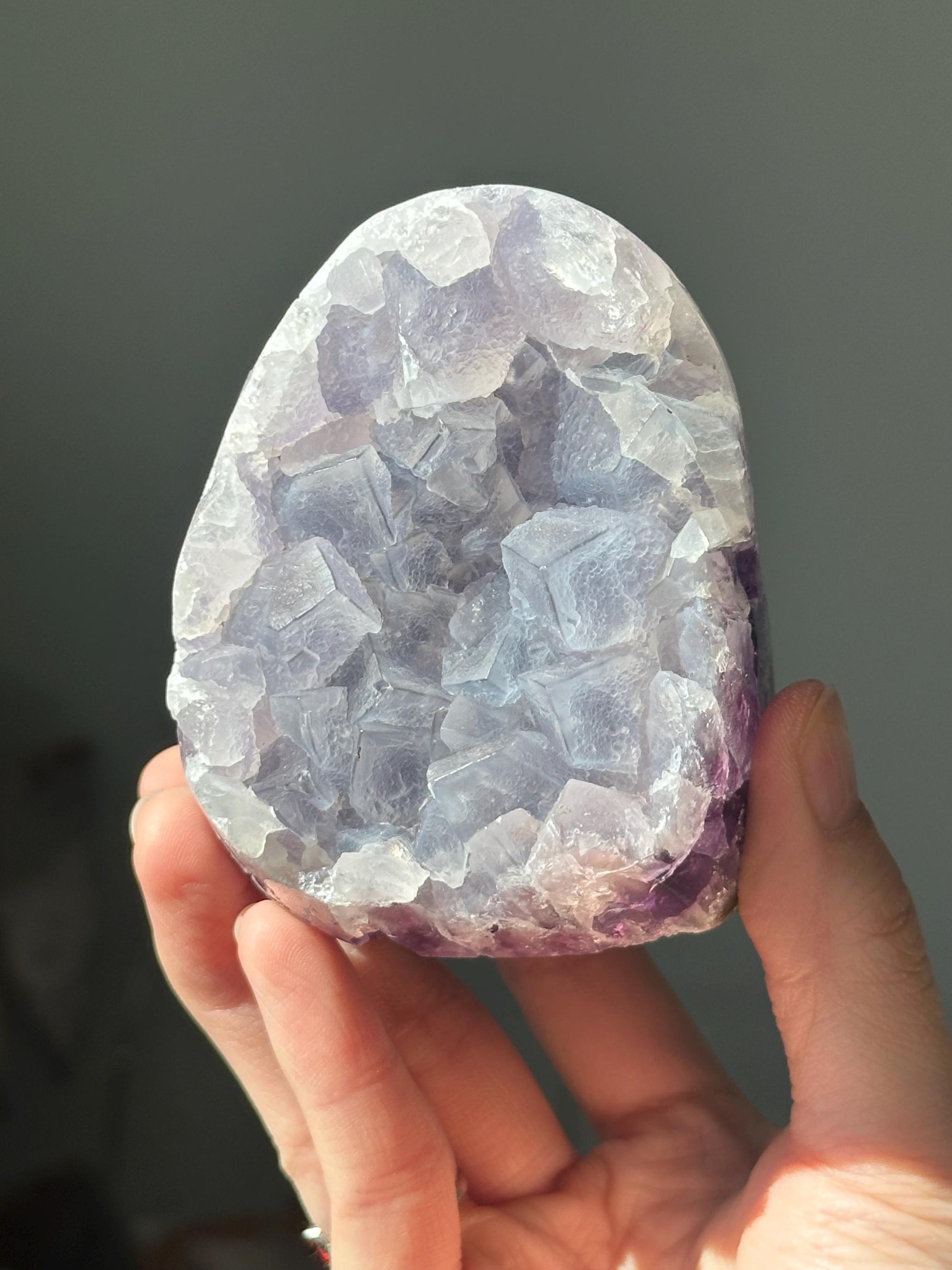 Amethyst Cut Base with Calcite Growth | Natural Crystal Formation for Spiritual Clarity & Display | Unique Collector Decor Piece
