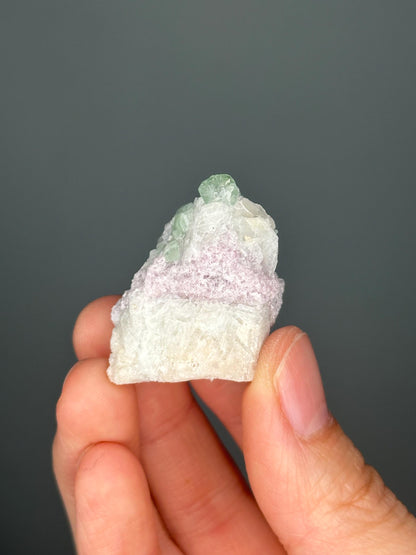 Green Tourmaline & Lepidolite on Feldspar Matrix | Natural Crystal for Calm, Balance and Display | Unique Collector Mineral Piece
